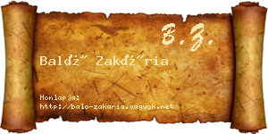 Baló Zakária névjegykártya